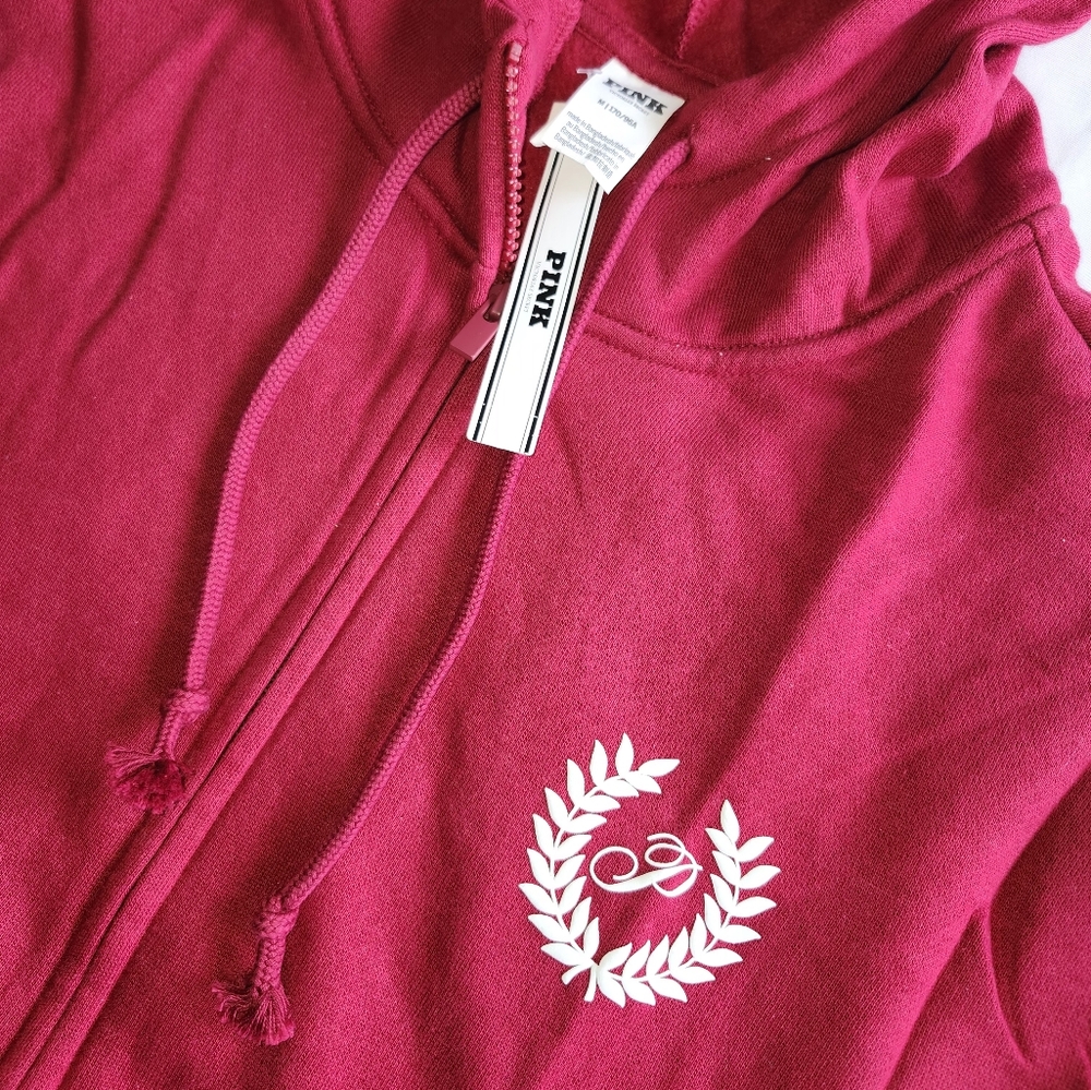 Victoria's Secret PINK Red Zip-Up Hoodie size Medium NWT - Picture 5 of 10